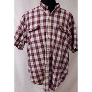 Wrangler Riggs Workwear Mens 3X Red Plaid Short Sleeve Button Up Heavy Shirt